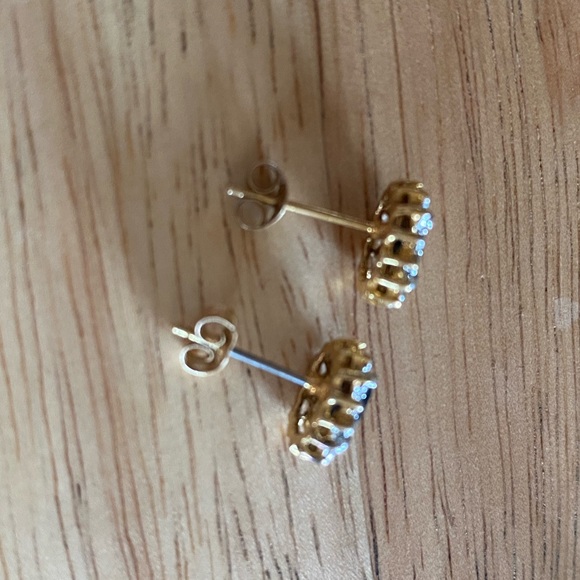 12k Gold Genuine Sapphire Diamond & Sterling Silver Red Envelope Earrings - Picture 3 of 9